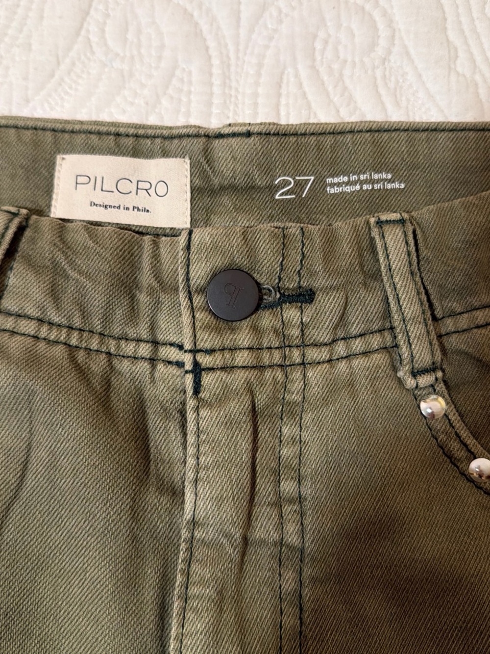 Pilcro Women's Olive Green High-Rise Jeans - Size 27 - Picture 2 of 3